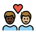 couple with heart, man, man, dark skin tone, medium-light skin tone